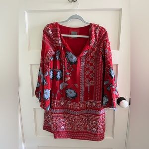 Vanessa Virginia Bell Sleeve Silk Dress